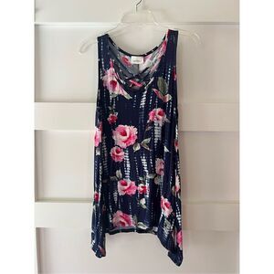 New Lovely J sleeveless  navy blue with pink flower